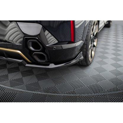 Maxton Design středový spoiler pod zadní nárazník s žebrováním pro BMW XM G09, černý lesklý plast ABS