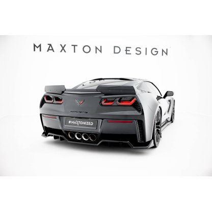 Maxton Design středový spoiler pod zadní nárazník s žebrováním pro Chevrolet Corvette C7, černý lesklý plast ABS, Z06