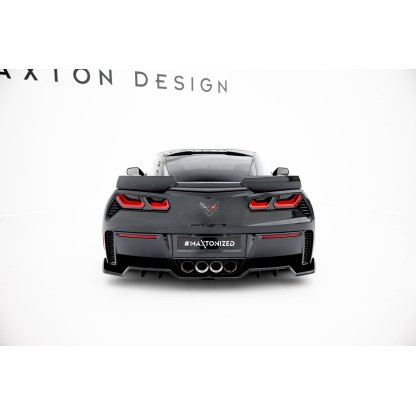 Maxton Design středový spoiler pod zadní nárazník s žebrováním pro Chevrolet Corvette C7, černý lesklý plast ABS, Z06