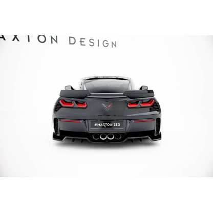 Maxton Design středový spoiler pod zadní nárazník s žebrováním pro Chevrolet Corvette C7, černý lesklý plast ABS, Z06