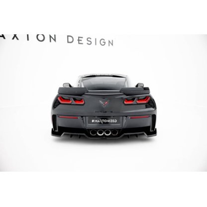 Maxton Design středový spoiler pod zadní nárazník s žebrováním pro Chevrolet Corvette C7, černý lesklý plast ABS, Z06