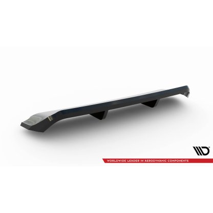Maxton Design středový spoiler pod zadní nárazník s žebrováním pro Ford Focus Mk4, černý lesklý plast ABS, Vignale, Estate