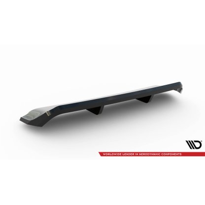 Maxton Design středový spoiler pod zadní nárazník s žebrováním pro Ford Focus Mk4, černý lesklý plast ABS, Vignale, Estate