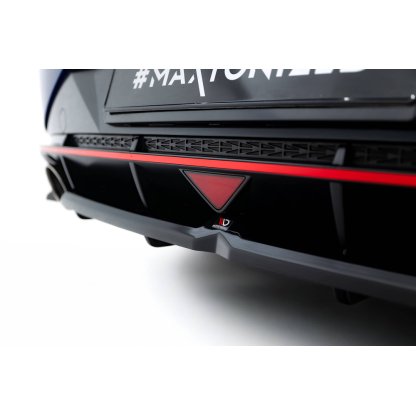 Maxton Design středový spoiler pod zadní nárazník s žebrováním pro Hyundai Elantra N Mk7, černý lesklý plast ABS