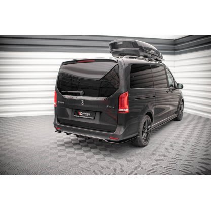 Maxton Design středový spoiler pod zadní nárazník s žebrováním pro Mercedes třída V W447F, černý lesklý plast ABS, AMG-Line