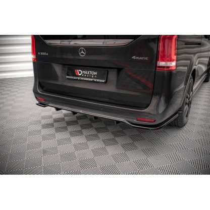 Maxton Design středový spoiler pod zadní nárazník s žebrováním pro Mercedes třída V W447F, černý lesklý plast ABS, AMG-Line