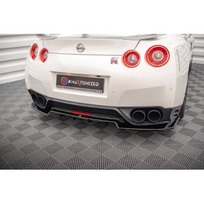 Maxton Design středový spoiler pod zadní nárazník s žebrováním pro Nissan GT-R R35 Facelift, černý lesklý plast ABS, r.v. 2011-2016