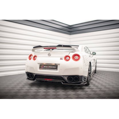 Maxton Design středový spoiler pod zadní nárazník s žebrováním pro Nissan GT-R R35 Facelift, černý lesklý plast ABS, r.v. 2011-2016