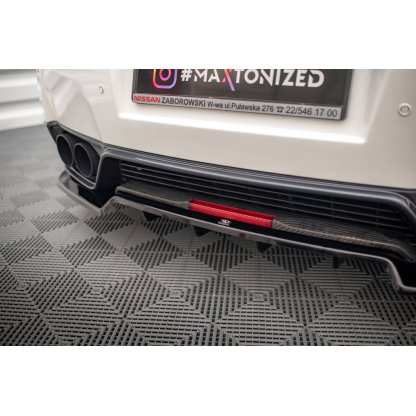 Maxton Design středový spoiler pod zadní nárazník s žebrováním pro Nissan GT-R R35 Facelift, černý lesklý plast ABS, r.v. 2011-2016