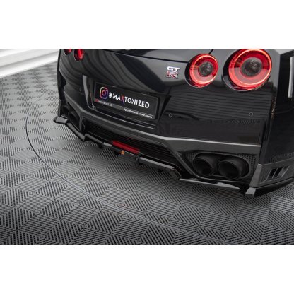Maxton Design středový spoiler pod zadní nárazník s žebrováním pro Nissan GT-R R35 Facelift, černý lesklý plast ABS, r.v. 2016-2022