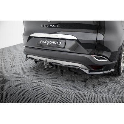 Maxton Design středový spoiler pod zadní nárazník s žebrováním pro Renault Espace Mk5 Facelift, černý lesklý plast ABS