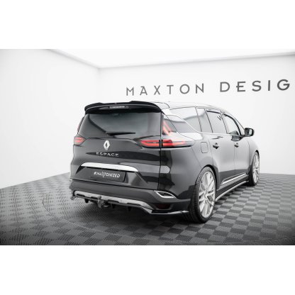 Maxton Design středový spoiler pod zadní nárazník s žebrováním pro Renault Espace Mk5 Facelift, černý lesklý plast ABS