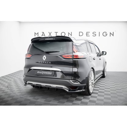 Maxton Design středový spoiler pod zadní nárazník s žebrováním pro Renault Espace Mk5 Facelift, černý lesklý plast ABS