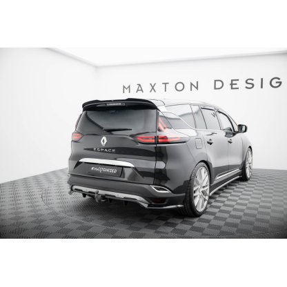 Maxton Design středový spoiler pod zadní nárazník s žebrováním pro Renault Espace Mk5 Facelift, černý lesklý plast ABS