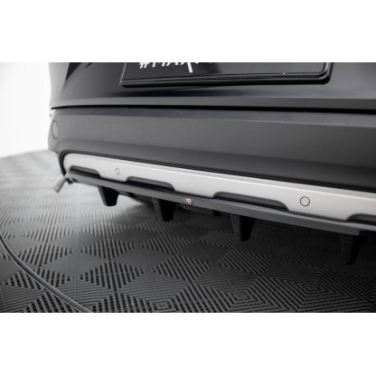 Maxton Design středový spoiler pod zadní nárazník s žebrováním pro Renault Espace Mk5 Facelift, černý lesklý plast ABS