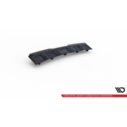 Maxton Design středový spoiler pod zadní nárazník s žebrováním pro Škoda Kodiaq RS, černý lesklý plast ABS