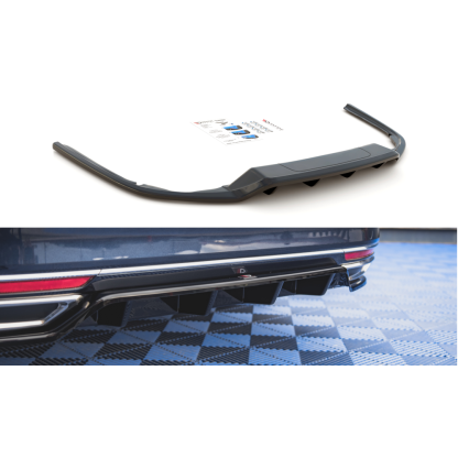Maxton Design středový spoiler pod zadní nárazník s žebrováním pro Volkswagen Passat Mk8 (B8), černý lesklý plast ABS