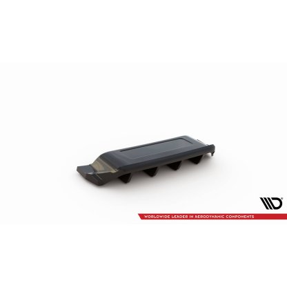 Maxton Design středový spoiler pod zadní nárazník s žebrováním pro Volkswagen T-roc R Mk1, černý lesklý plast ABS, vč. R-Line