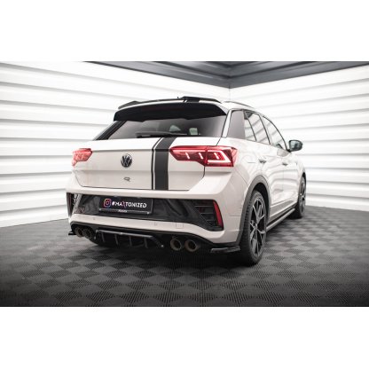 Maxton Design středový spoiler pod zadní nárazník s žebrováním pro Volkswagen T-roc R Mk1, černý lesklý plast ABS, vč. R-Line