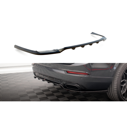 Maxton Design středový spoiler pod zadní nárazník s žebrováním pro Volvo XC90 Mk2 Facelift R-Design, černý lesklý plast ABS