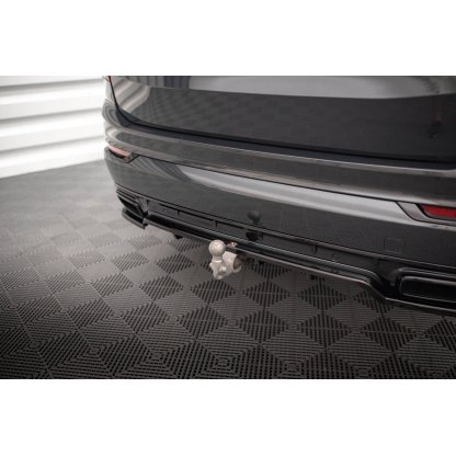 Maxton Design středový spoiler pod zadní nárazník s žebrováním pro Volvo XC90 Mk2 Facelift R-Design, černý lesklý plast ABS