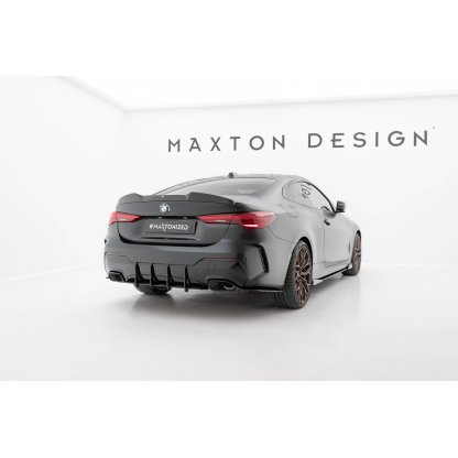 Maxton Design "Street Pro" boční difuzory pod zadní nárazník pro BMW řada 4 G22/M440i, G23, plast ABS bez povrchové úpravy, Coupe / M440i Cabrio, s černou a červenou linkou