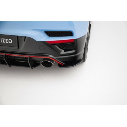 Maxton Design "Street Pro" boční difuzory pod zadní nárazník pro Hyundai Veloster N Mk2, plast ABS bez povrchové úpravy, s černou a červenou linkou