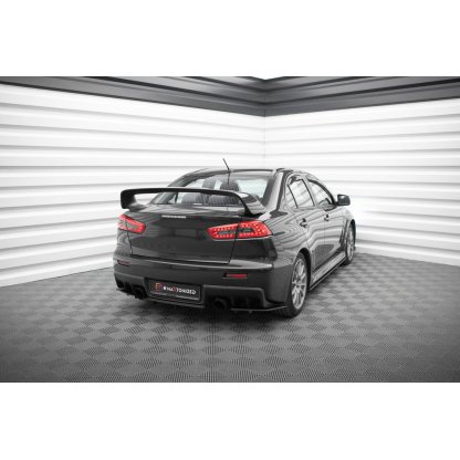 Maxton Design "Street Pro" boční difuzory pod zadní nárazník pro Mitsubishi Lancer Evo Mk10, plast ABS bez povrchové úpravy, s černou a červenou linkou