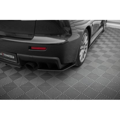 Maxton Design "Street Pro" boční difuzory pod zadní nárazník pro Mitsubishi Lancer Evo Mk10, plast ABS bez povrchové úpravy, s černou a červenou linkou