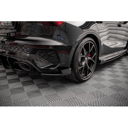 Maxton Design "Street Pro" boční difuzory pod zadní nárazník s křidélky pro Audi RS3 8Y, plast ABS bez povrchové úpravy, Sportback, s červenou linkou