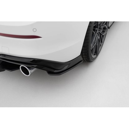 Maxton Design "Street Pro" boční difuzory pod zadní nárazník v.2 pro Volkswagen Golf GTI Mk8, Mk8 Facelift, plast ABS bez povrchové úpravy, s černou a červenou linkou