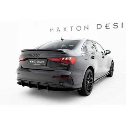 Maxton Design "Street Pro" difuzor zadního nárazníku pro Audi A3 8Y, plast ABS bez povrchové úpravy, Sedan, s černou a červenou linkou