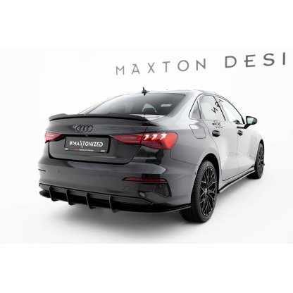 Maxton Design "Street Pro" difuzor zadního nárazníku pro Audi A3 8Y, plast ABS bez povrchové úpravy, Sedan, s červenou linkou