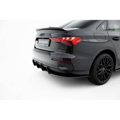 Maxton Design "Street Pro" difuzor zadního nárazníku pro Audi A3 8Y, plast ABS bez povrchové úpravy, Sedan, s červenou linkou
