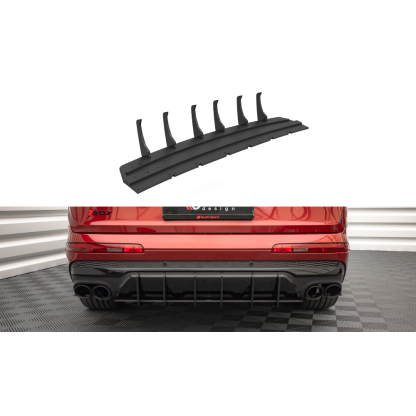 Maxton Design "Street Pro" difuzor zadního nárazníku pro Audi Q7 Mk2 S-Line Facelift, plast ABS bez povrchové úpravy, s černou a červenou linkou