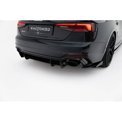 Maxton Design "Street Pro" difuzor zadního nárazníku pro Audi RS5 F5, plast ABS bez povrchové úpravy, Coupe / Sportback, s červenou linkou