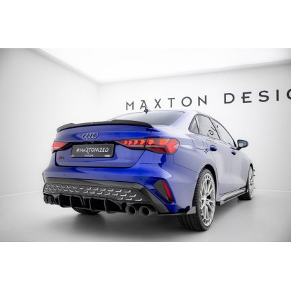 Maxton Design "Street Pro" difuzor zadního nárazníku pro Audi S3 8Y Facelift, plast ABS bez povrchové úpravy, Sedan, s černou a červenou linkou