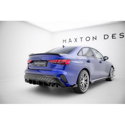 Maxton Design "Street Pro" difuzor zadního nárazníku pro Audi S3 8Y Facelift, plast ABS bez povrchové úpravy, Sedan, s černou a červenou linkou