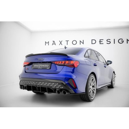 Maxton Design "Street Pro" difuzor zadního nárazníku pro Audi S3 8Y Facelift, plast ABS bez povrchové úpravy, Sedan, s červenou linkou