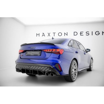 Maxton Design "Street Pro" difuzor zadního nárazníku pro Audi S3 8Y Facelift, plast ABS bez povrchové úpravy, Sedan, s červenou linkou