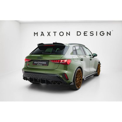 Maxton Design "Street Pro" difuzor zadního nárazníku pro Audi S3 8Y Facelift, plast ABS bez povrchové úpravy, Sportback, s černou a červenou linkou