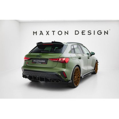 Maxton Design "Street Pro" difuzor zadního nárazníku pro Audi S3 8Y Facelift, plast ABS bez povrchové úpravy, Sportback, s černou a červenou linkou