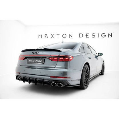 Maxton Design "Street Pro" difuzor zadního nárazníku pro Audi S8 D5 Facelift, plast ABS bez povrchové úpravy, s červenou linkou