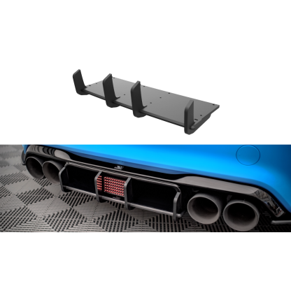 Maxton Design "Street Pro" difuzor zadního nárazníku pro BMW M2 F87, plast ABS bez povrchové úpravy, s červenou linkou