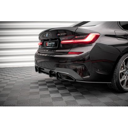Maxton Design "Street Pro" difuzor zadního nárazníku pro BMW řada 3 G20 M-Pack, G21 M-Pack, plast ABS bez povrchové úpravy, M340, s červenou linkou