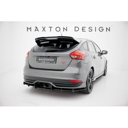 Maxton Design "Street Pro" difuzor zadního nárazníku pro Ford Focus ST Mk3 Facelift, plast ABS bez povrchové úpravy, s černou a červenou linkou