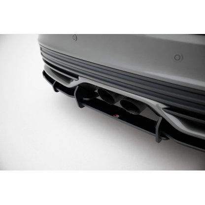 Maxton Design "Street Pro" difuzor zadního nárazníku pro Ford Focus ST Mk3 Facelift, plast ABS bez povrchové úpravy, s černou a červenou linkou