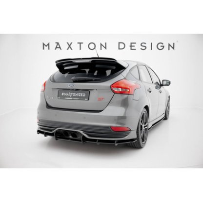 Maxton Design "Street Pro" difuzor zadního nárazníku pro Ford Focus ST Mk3 Facelift, plast ABS bez povrchové úpravy, s černou a červenou linkou