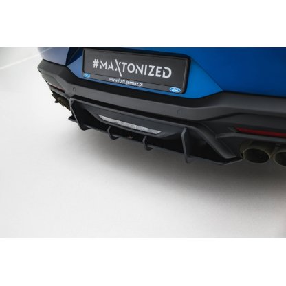 Maxton Design "Street Pro" difuzor zadního nárazníku pro Ford Mustang Mk7 GT, plast ABS bez povrchové úpravy, s černou a červenou linkou