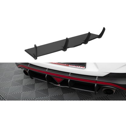 Maxton Design "Street Pro" difuzor zadního nárazníku pro Hyundai i30 N Mk3, černý lesklý plast ABS, Fastback, s červenou linkou